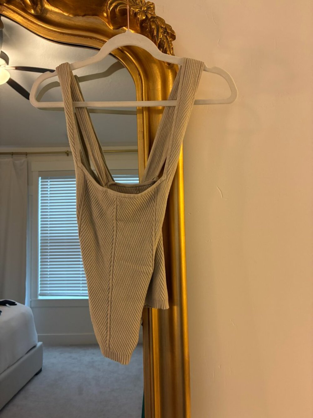 Abercrombie & Fitch Taupe Ribbed Knit Tank Top Size L